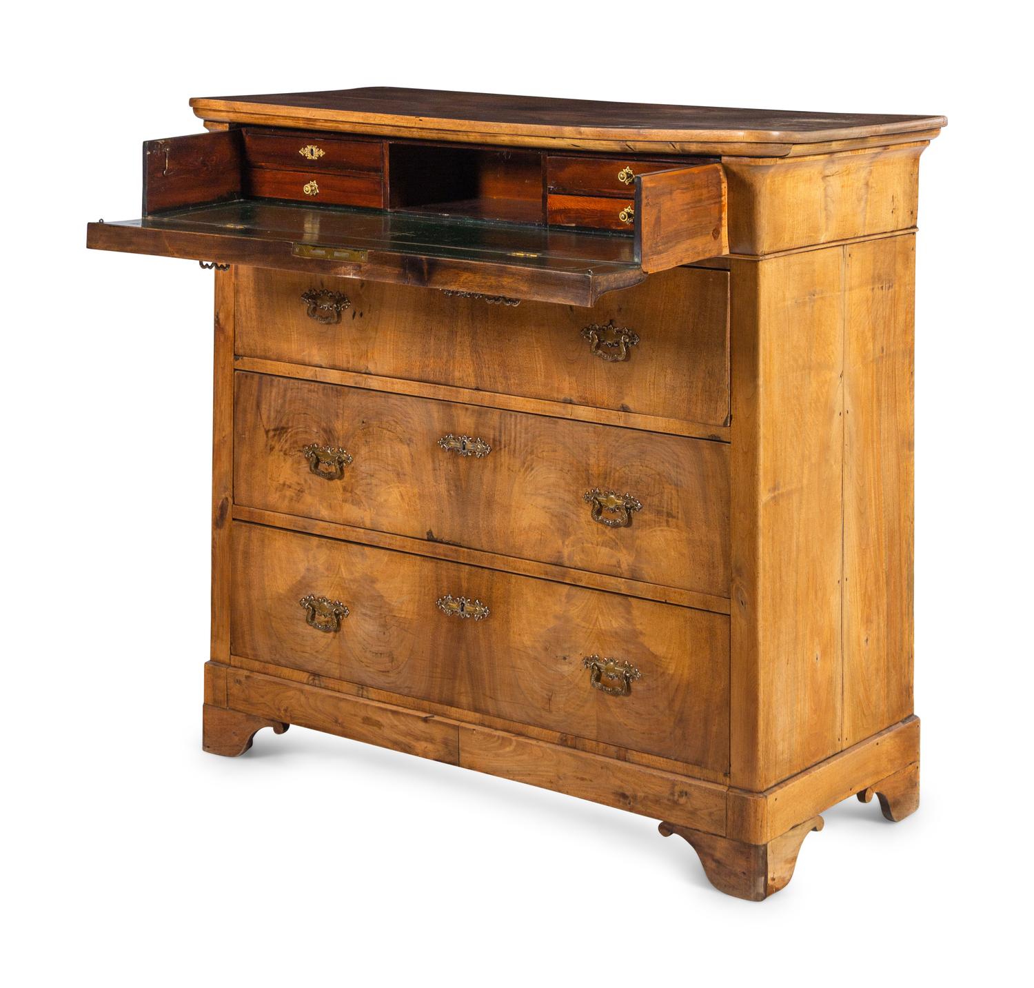 A French Walnut Secretary Chest of Drawers