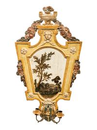 A Pair of North Italian Polychrome-Painted Two-Light Sconces