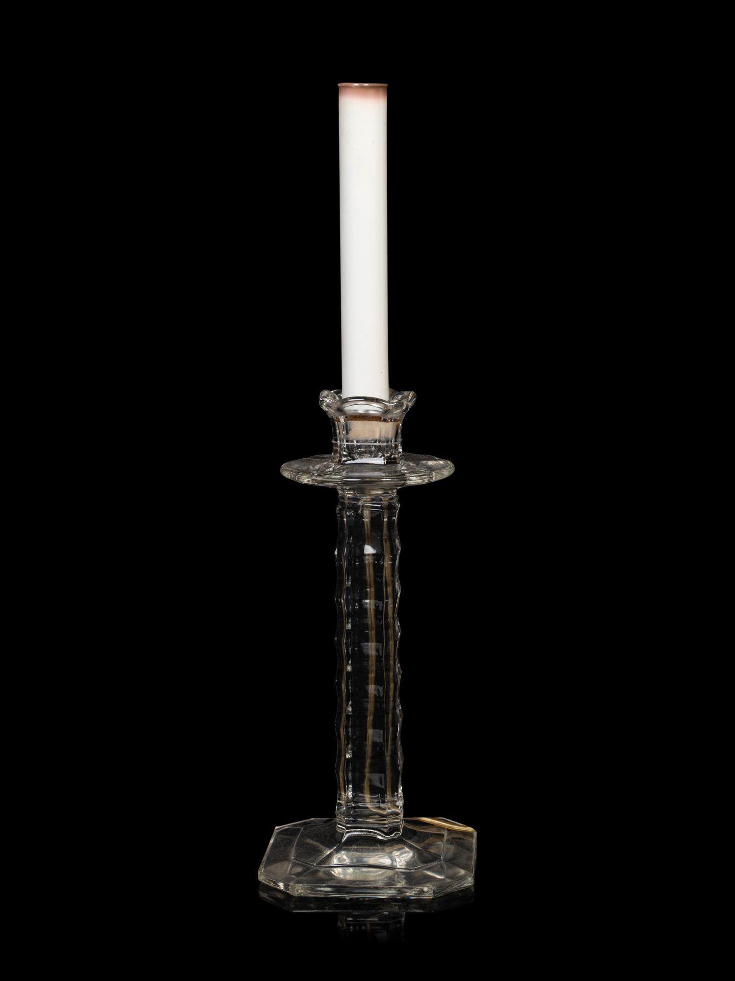 APPROVED FOR DONATION A Cut Glass Candlestick Mounted as a Lamp