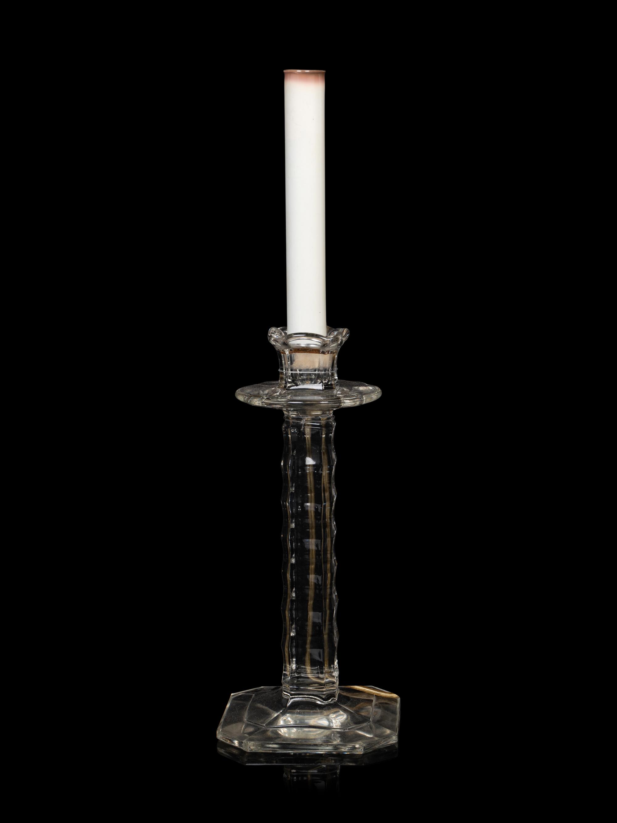 APPROVED FOR DONATION A Cut Glass Candlestick Mounted as a Lamp
