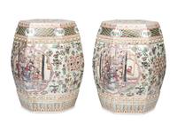 A Pair of Chinese Export Famille Rose Porcelain Garden Seats