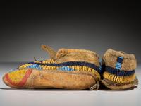 Sioux Child's Beaded Buffalo Hide Moccasins