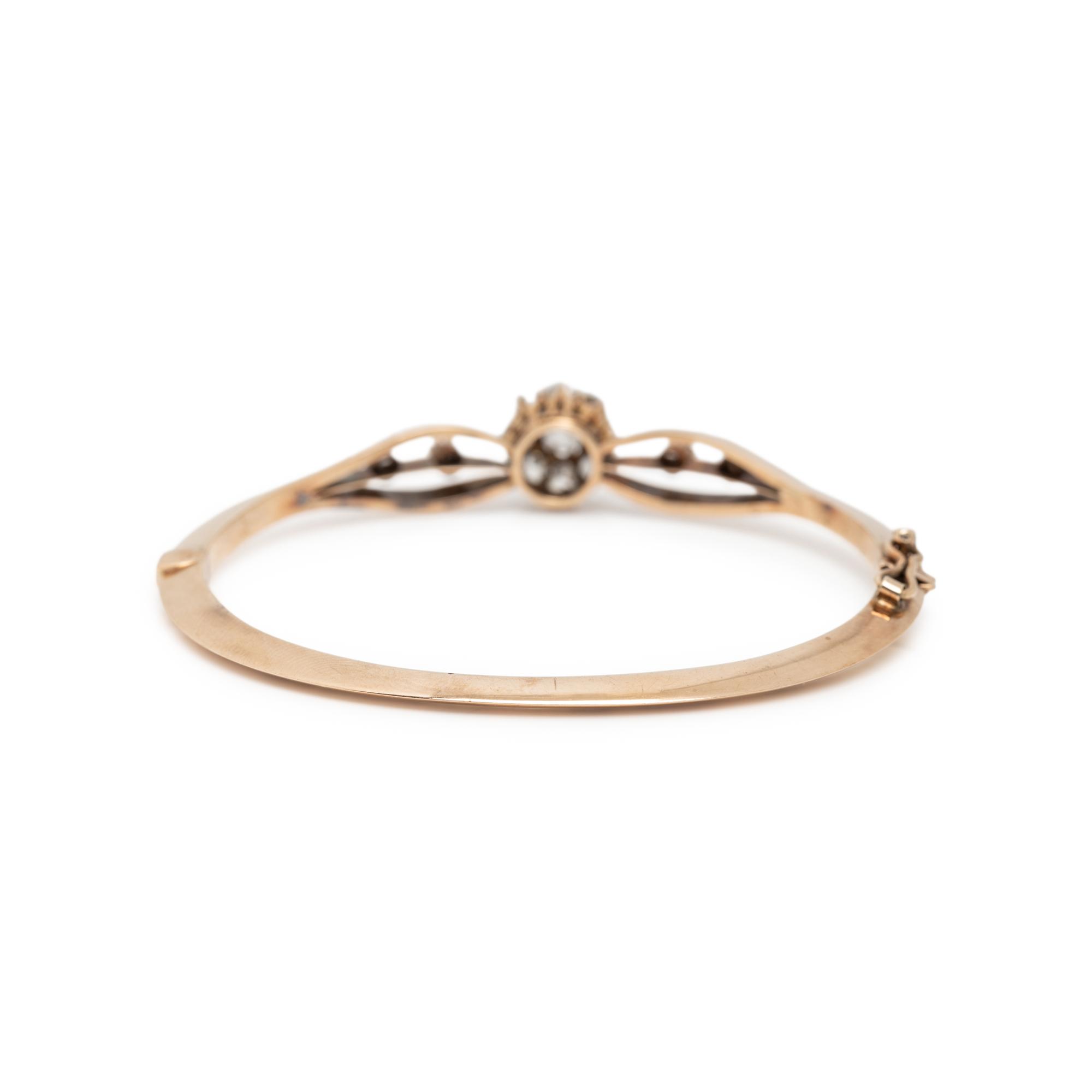 VICTORIAN, DIAMOND AND YELLOW GOLD BANGLE BRACELET