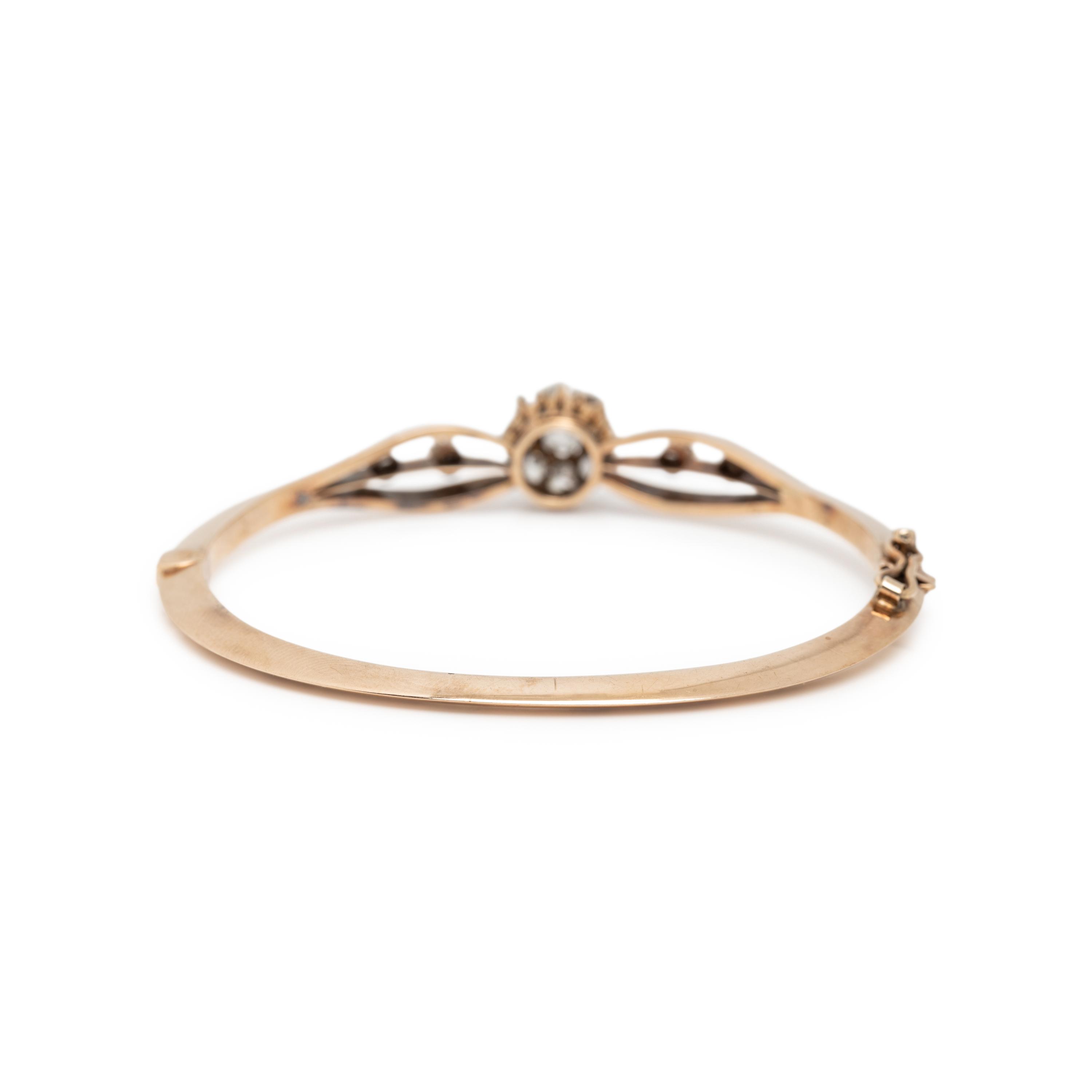 VICTORIAN, DIAMOND AND YELLOW GOLD BANGLE BRACELET