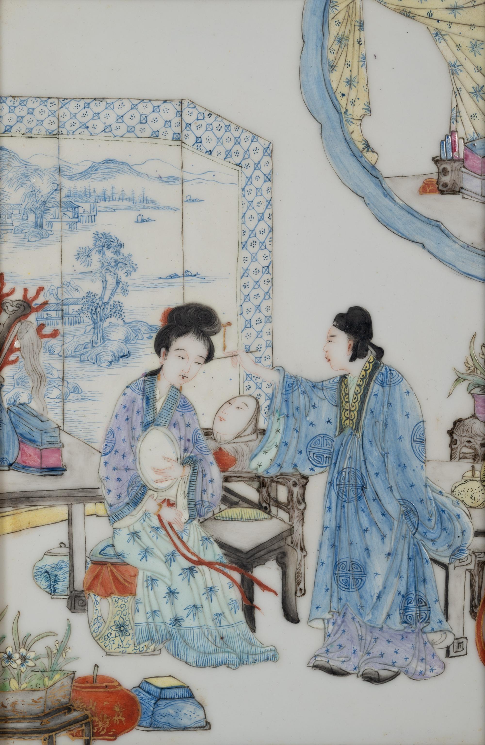 Two Chinese Famille Rose Porcelain Plaques