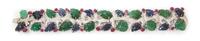 An 18 Karat White Gold, Emerald, Sapphire, Ruby and Diamond Bracelet, 49.90 dwts.