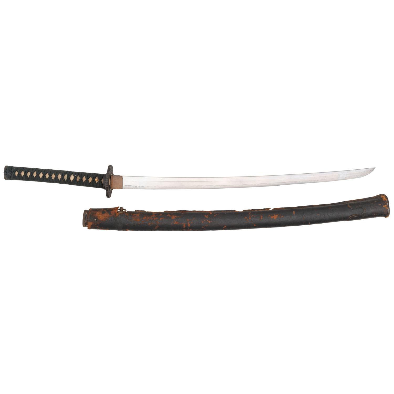 Japanese Katana with Leather Saya