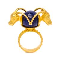 A High Karat Yellow Gold and Lapis Lazuli Ring, 6.30 dwts.
