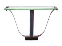 An Iron and Glass Console Table Attributed to Raymond Subes