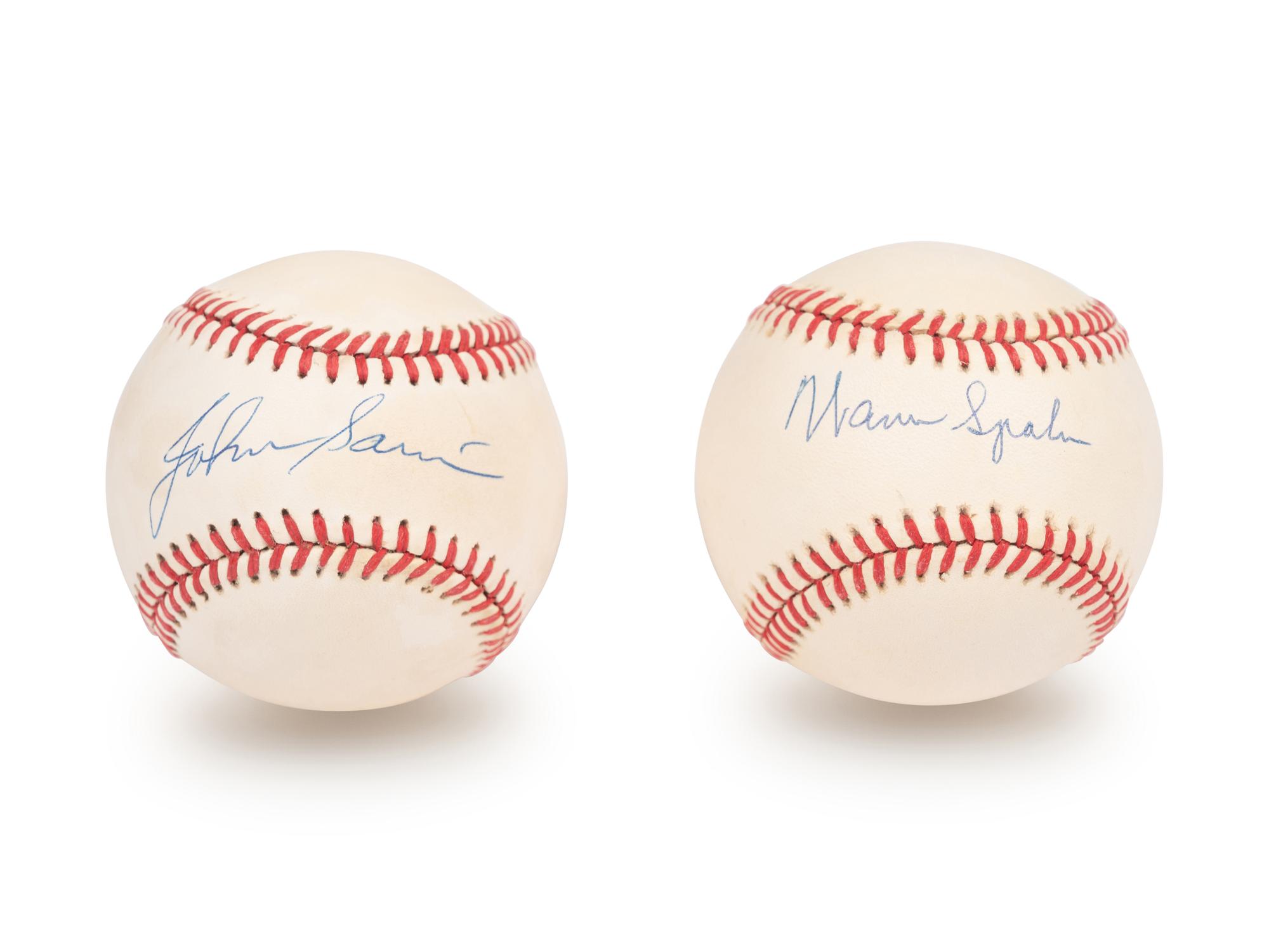A Group of Warren Spahn and Johnny Sain Signed Autograph Items (Beckett Authentication Services BAS Certified),