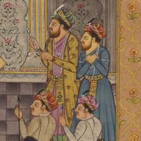 A Painting of a Mughal Harem Scene at Court, North India, 20th Century