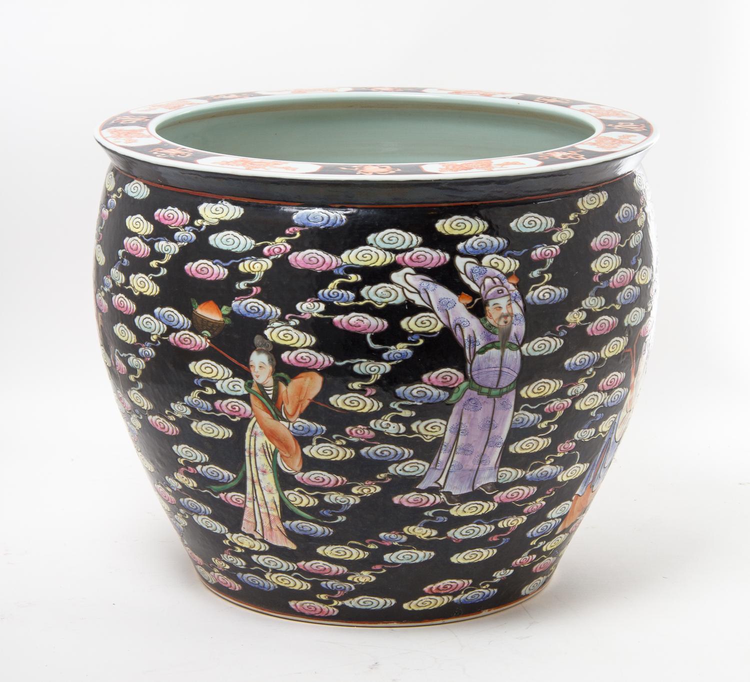 A Chinese Porcelain Fish Bowl Diameter 16 3/4 inches.