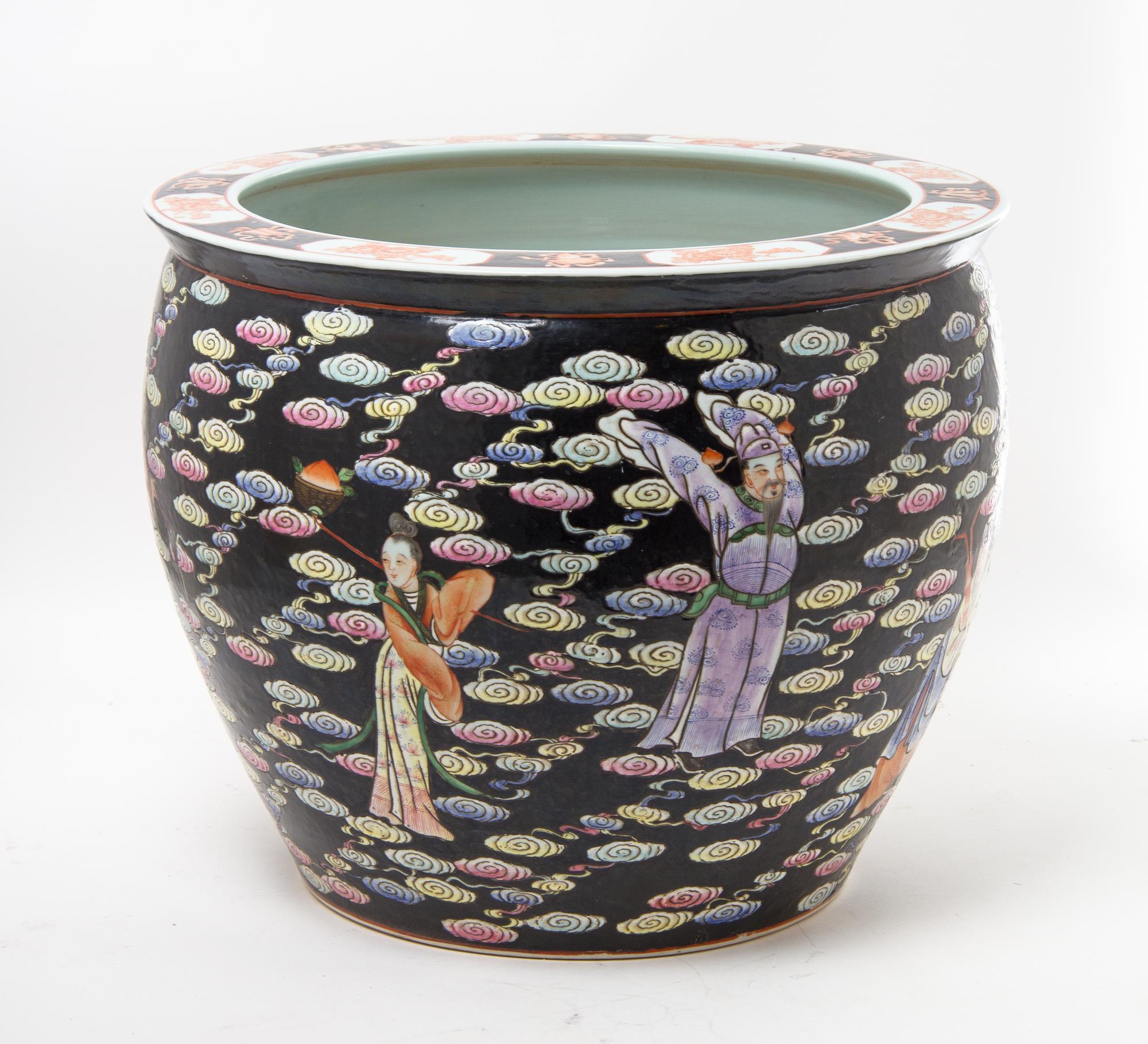 A Chinese Porcelain Fish Bowl Diameter 16 3/4 inches.