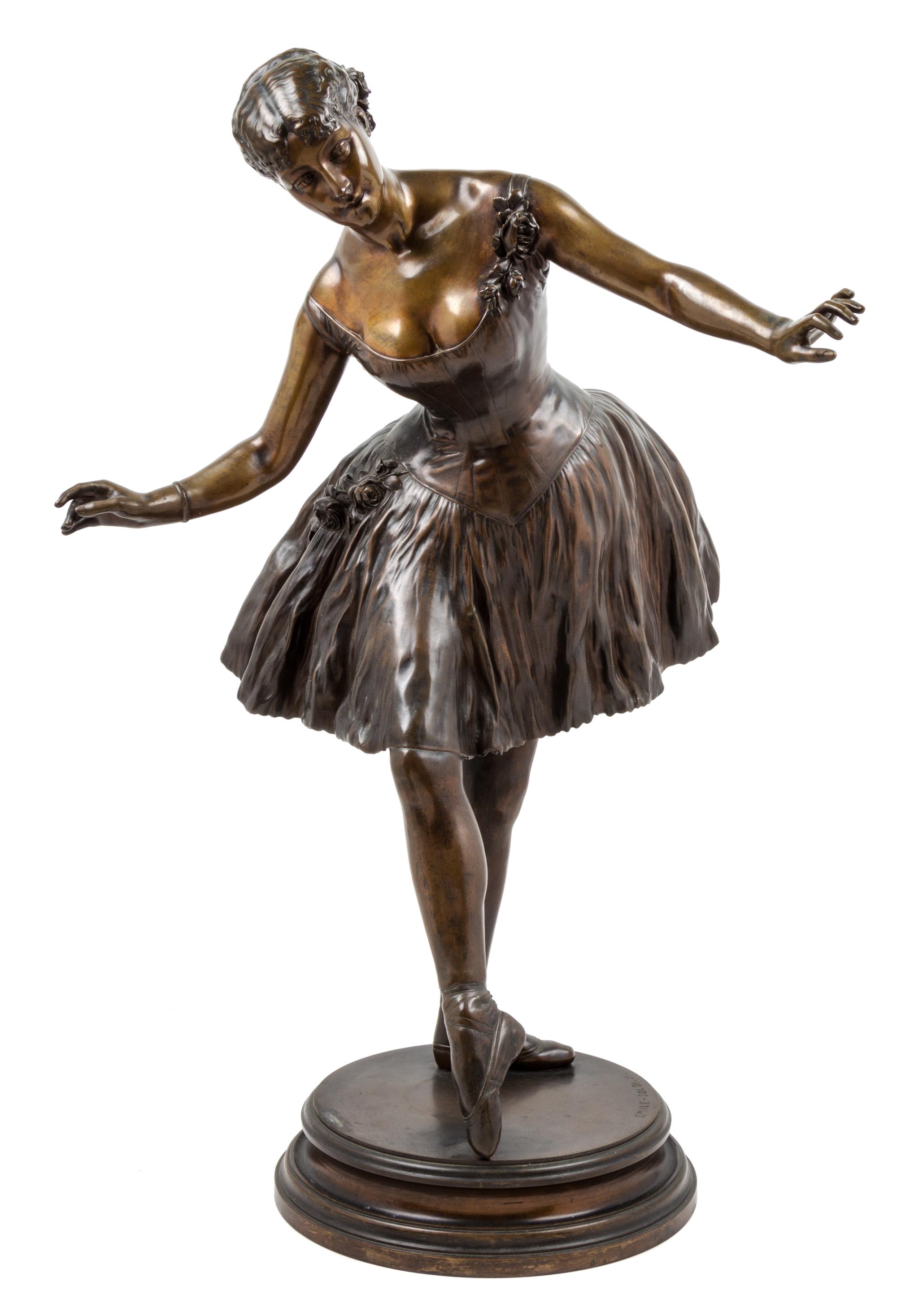 A French Bronze Figure of a Dancer Height of bronze 33 inches. — EMILE ARTHUR SOLDI-COLBERT (1846-1906)