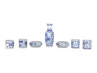 Seven Blue and White Porcelain Articles