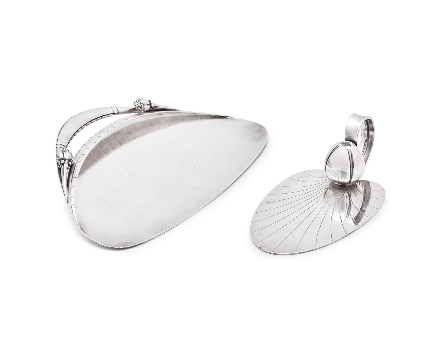 A Georg Jensen Silver Crumb Scoop and Pastry Server