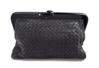 A Bottega Veneta Black Intrecciato Clutch, 11" x 8" x 1.5".