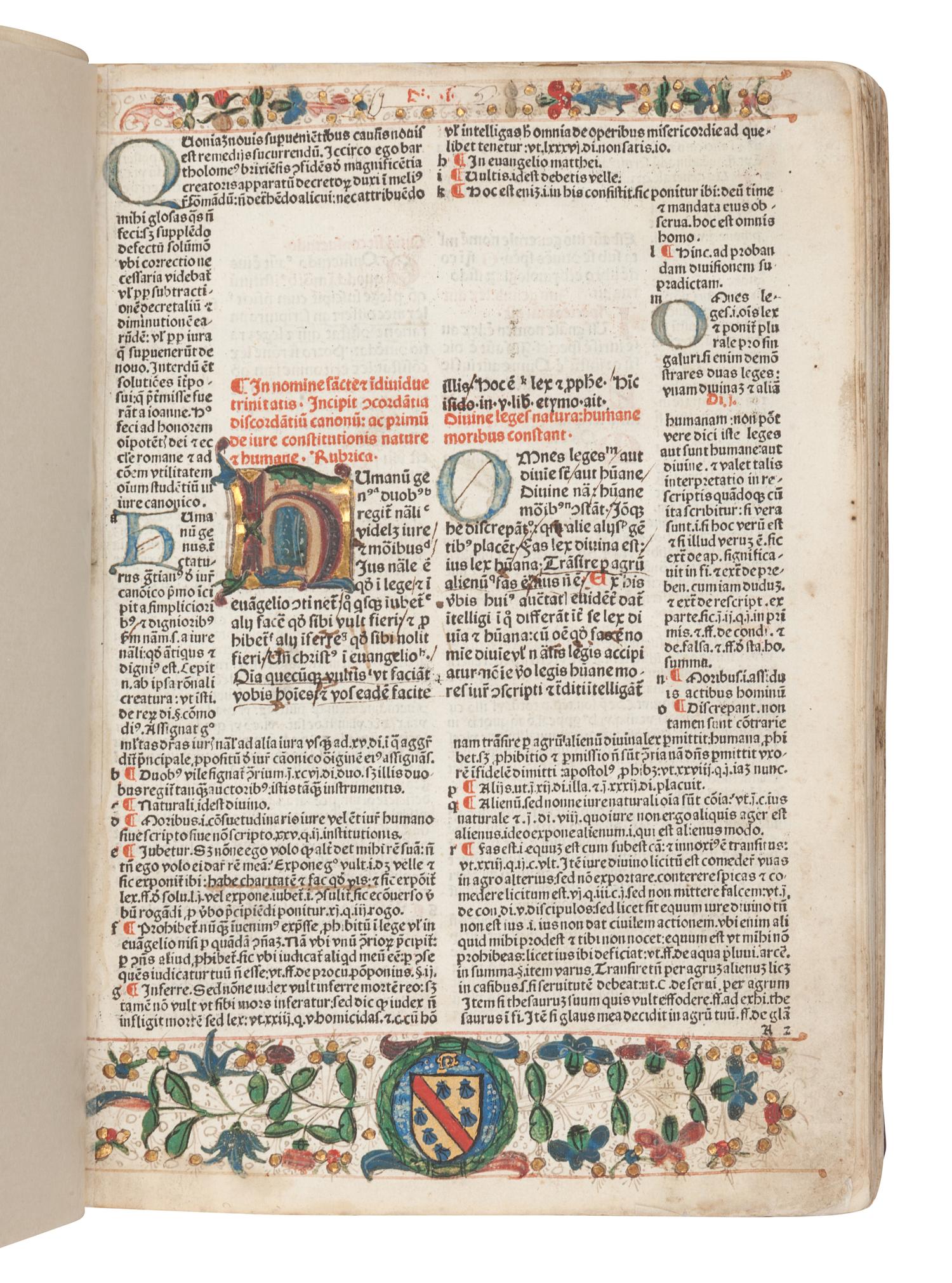 GRATIANUS, the Canonist (d. ca 1150). Decretum . Venedig: Petrus de Plasiis, 25 January 1483.