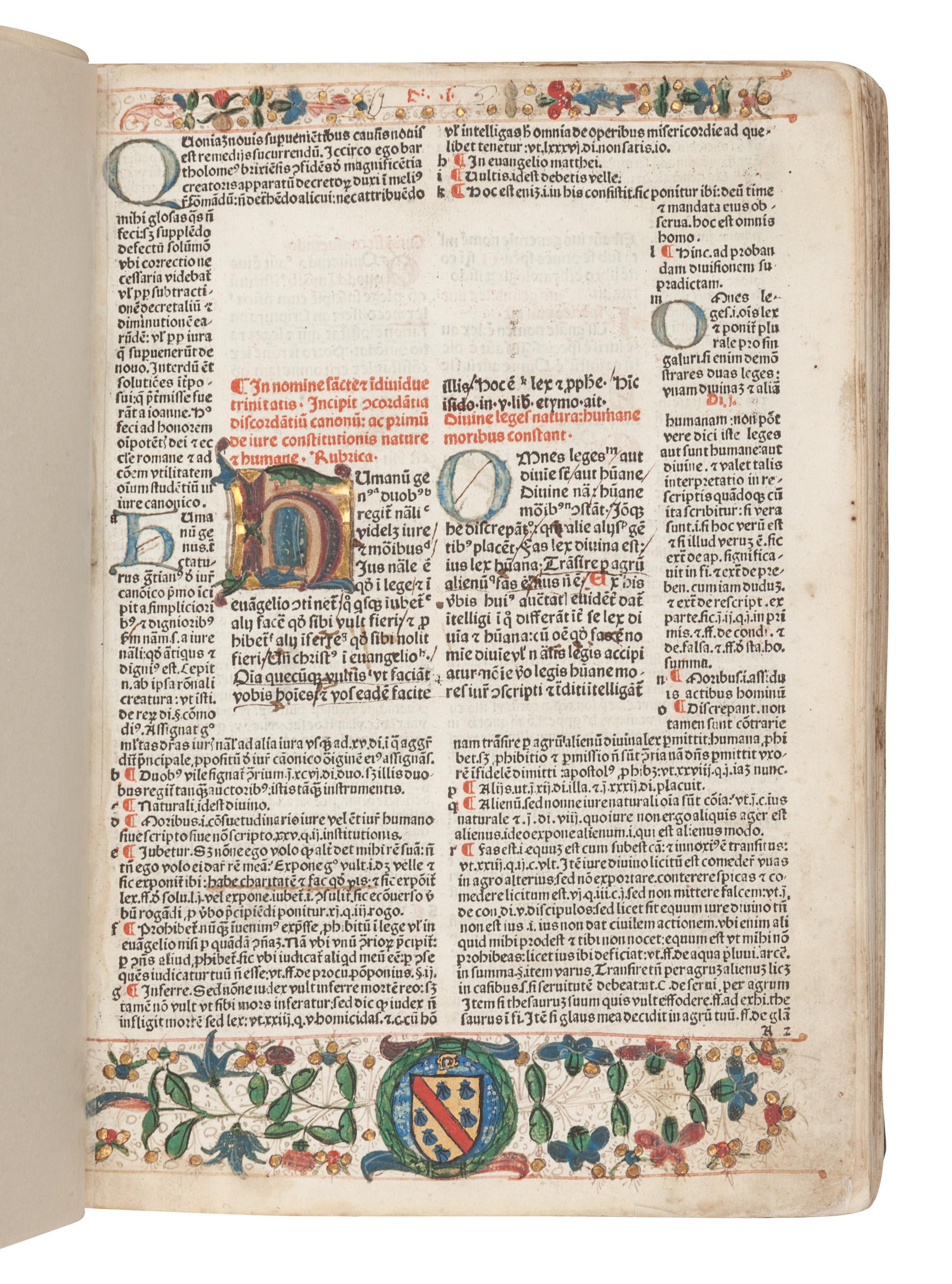 GRATIANUS, the Canonist (d. ca 1150). Decretum . Venedig: Petrus de Plasiis, 25 January 1483.