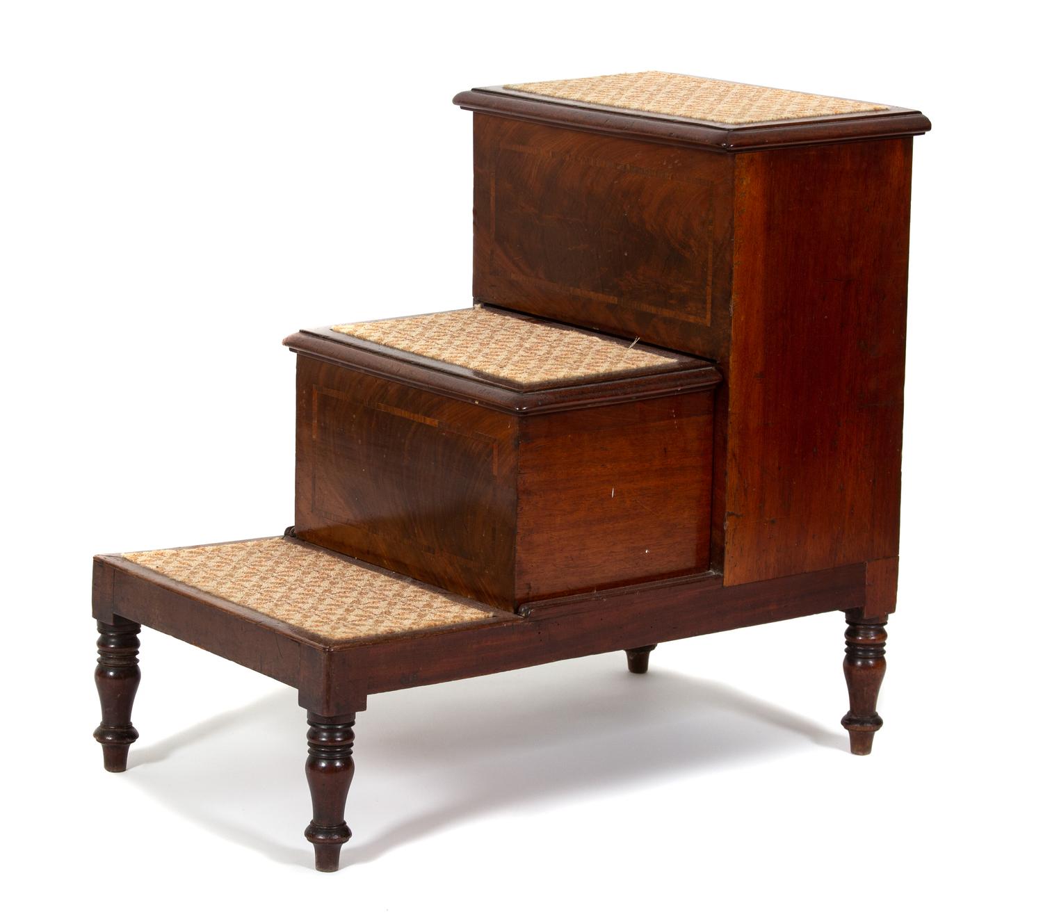 A Set of Regency Style Mahogany Bed Steps/Commode Height 27 x width 18 x depth 30 inches. — 19TH CENTURY