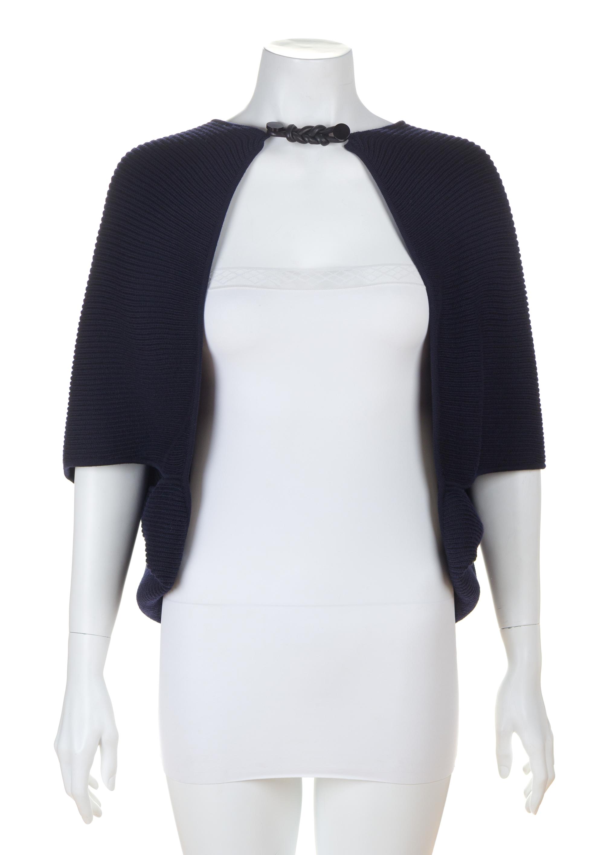 A Valentino Navy Wool Capelet, Size: medium.