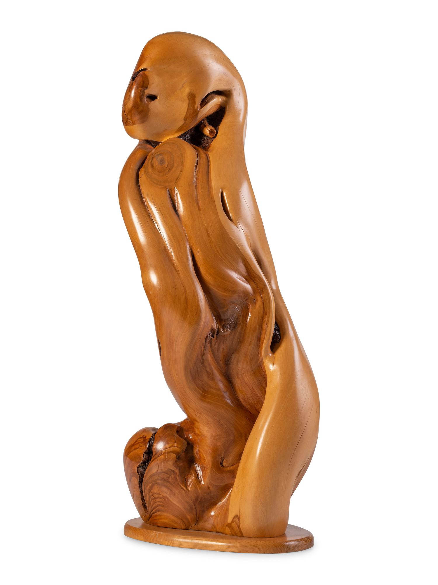 An Abstract Wood Sculpture, Signed Fitzgerald