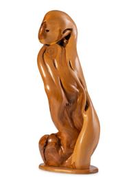 An Abstract Wood Sculpture, Signed Fitzgerald