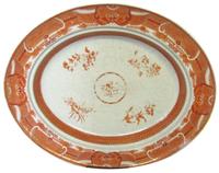 Chinese Export porcelain orange "Fitzhugh" oval serving platter early 19th century