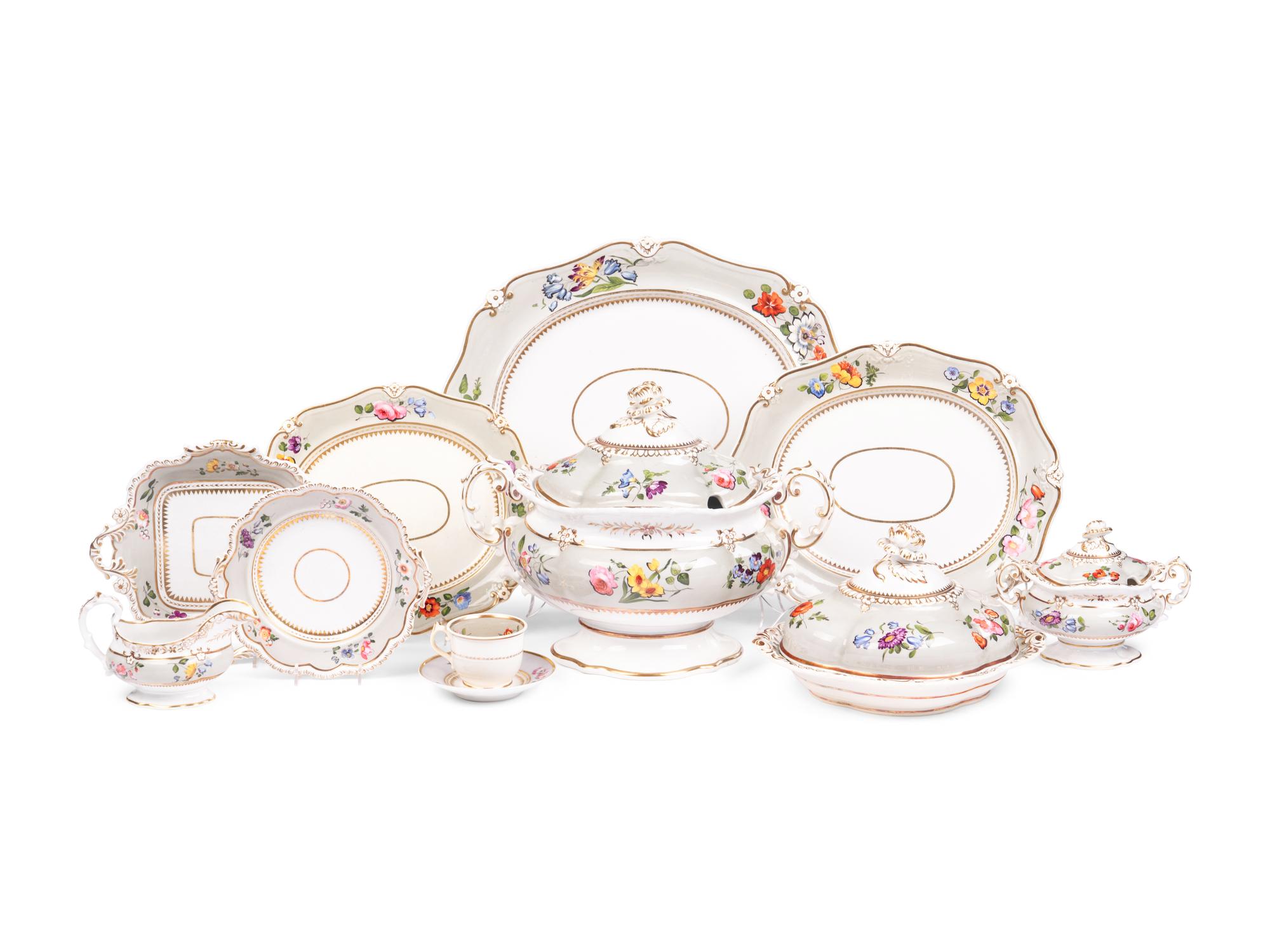 A Ridgway Enameled Porcelain Dinner Service