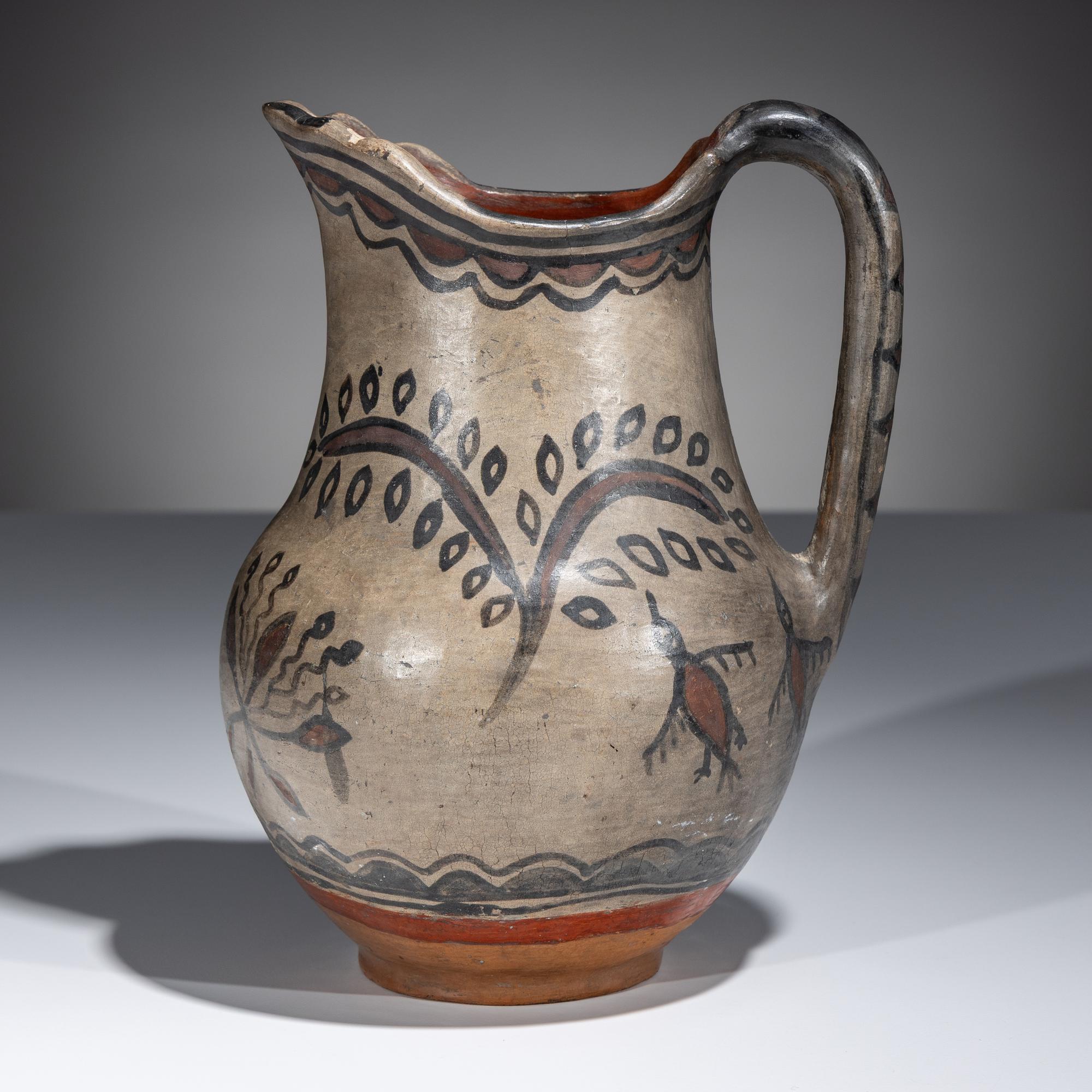 San Ildefonso Figural Polychrome Pottery Pitcher