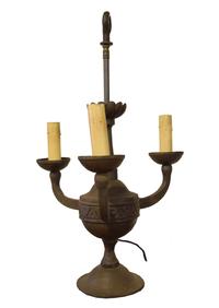 A Wrought Iron Three-Arm Light Fixture by Jose Thenee 13" W x 15" D x 26" H — Argentina, Circa 1930