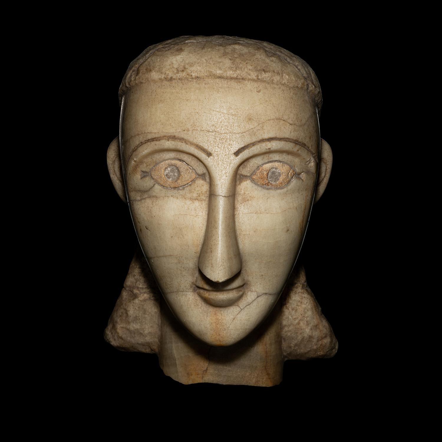 A South Arabian Alabaster Head of a Woman