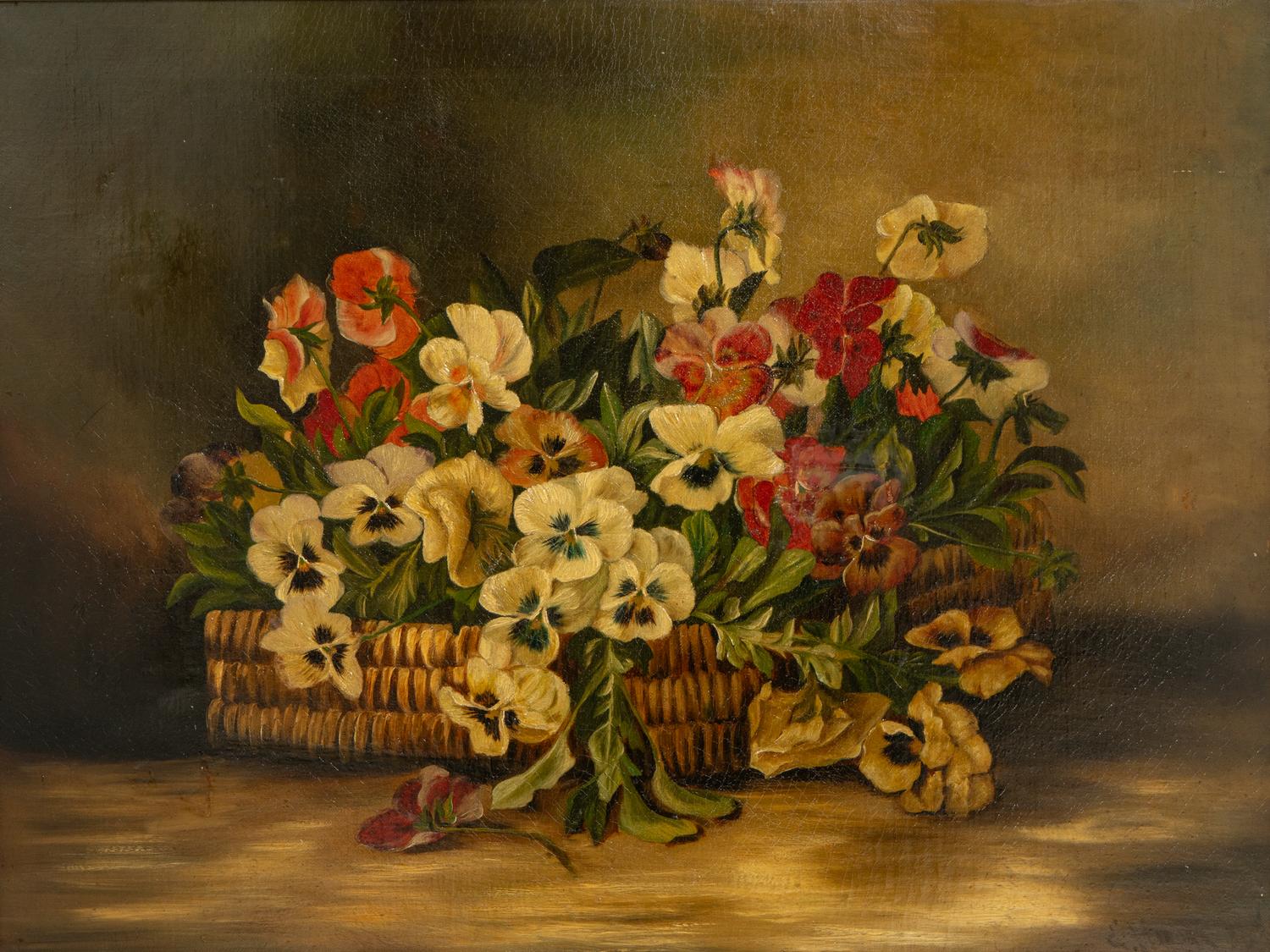 Continental School, 20th Century Two Floral Still-Lifes oil on canvas 19 x 25 inches and 18 x 24 inches.