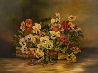 Continental School, 20th Century Two Floral Still-Lifes oil on canvas 19 x 25 inches and 18 x 24 inches.