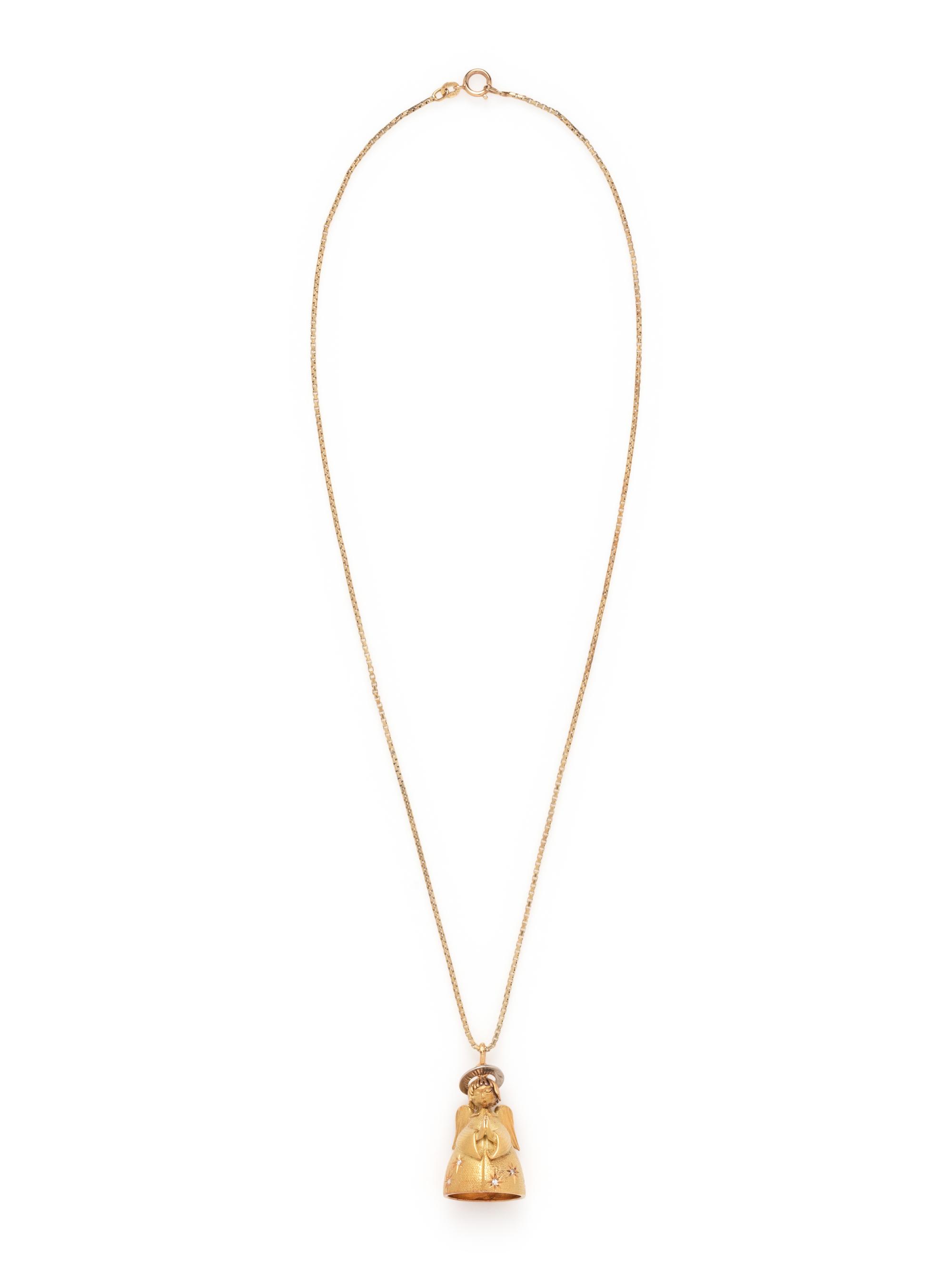 YELLOW GOLD AND DIAMOND ANGEL PENDANT/NECKLACE