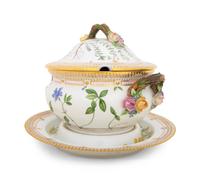 A Royal Copenhagen Flora Danica Round Tureen and Underplate