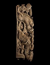 An Indian Carved Wood Panel