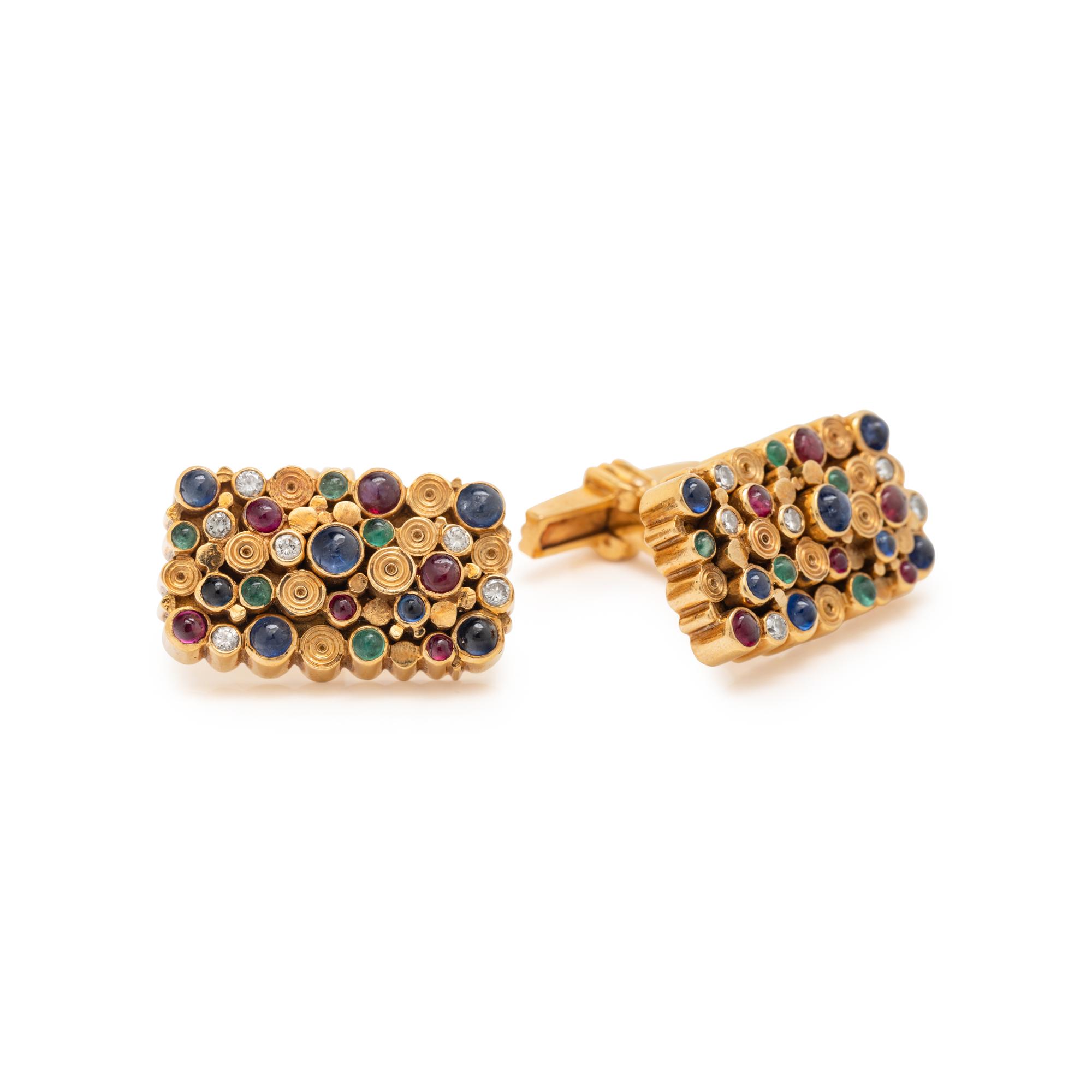 MULTIGEM AND DIAMOND CUFFLINKS