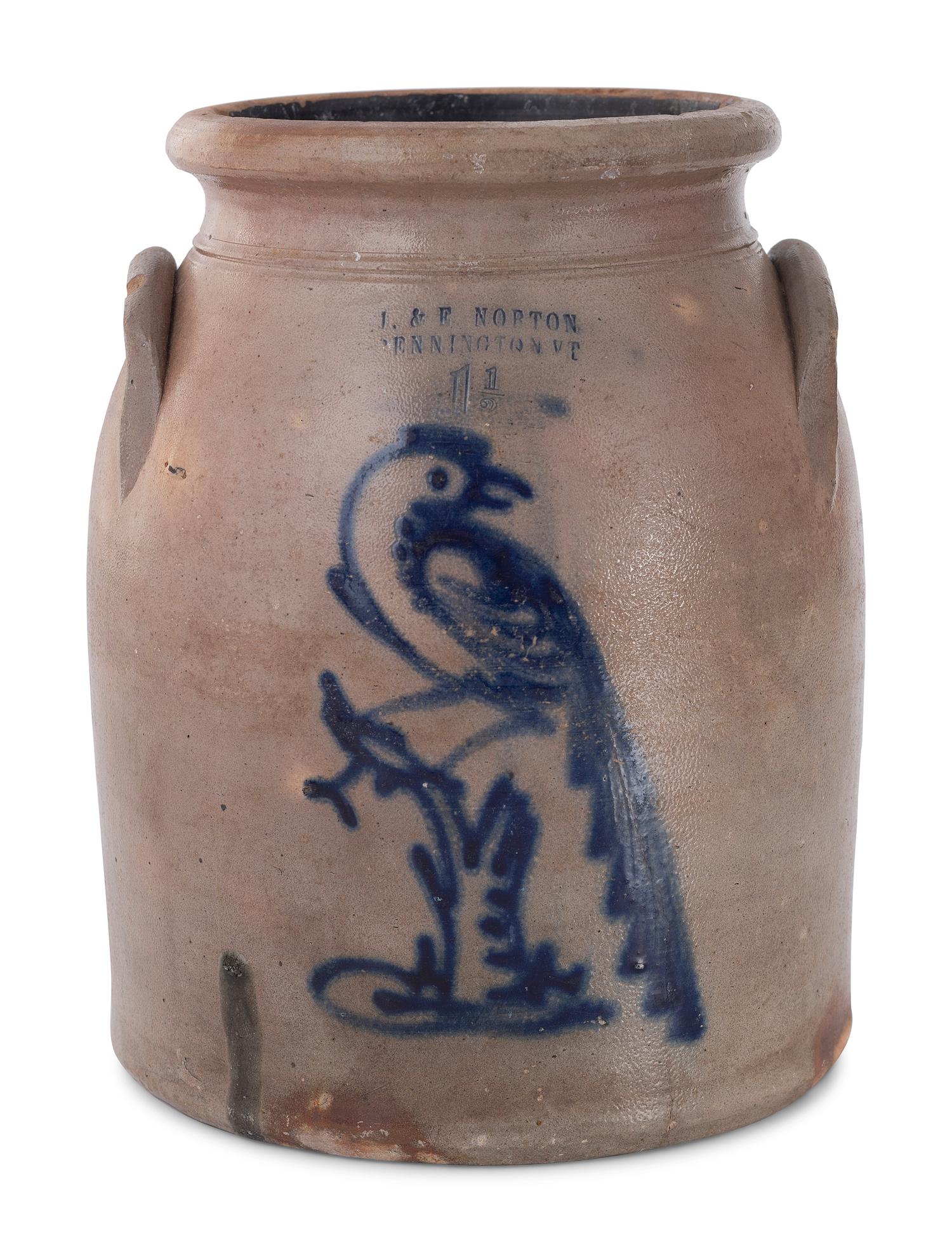 Two Cobalt Decorated Stoneware Crocks