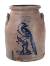 Two Cobalt Decorated Stoneware Crocks