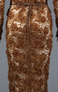 Geoffrey Beene Embroidered Lace and Leather Dress, Fall 1995