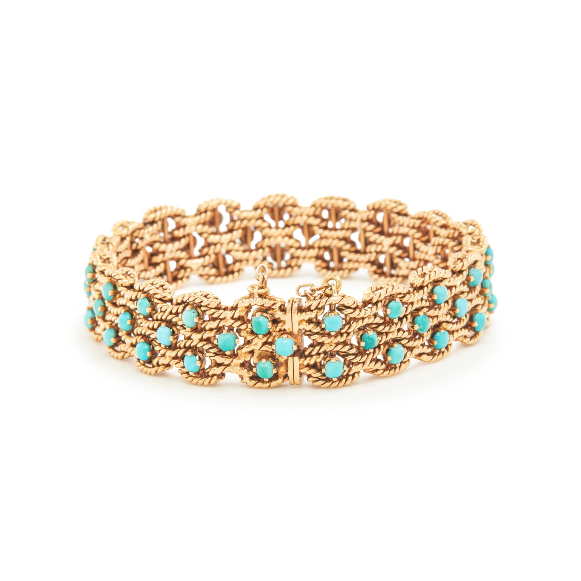 YELLOW GOLD AND TURQUOISE BRACELET
