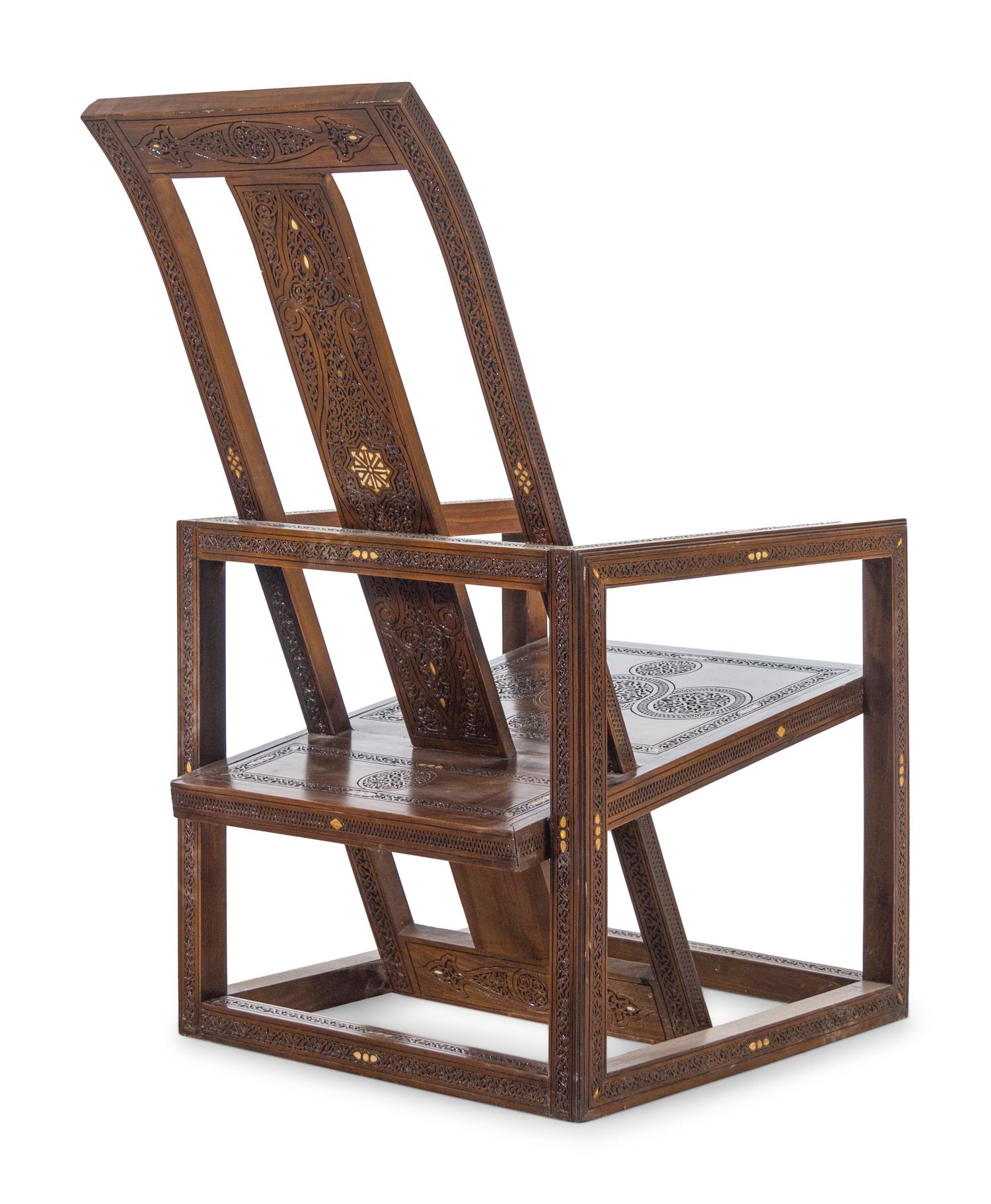 A Syrian Carved Walnut Armchair