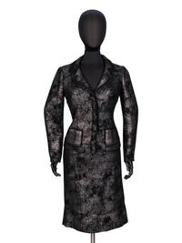 Prada, Silver-Coated Tweed Skirt Suit