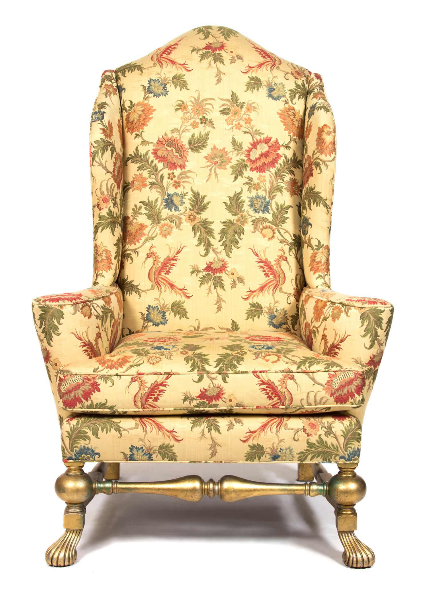 A Spanish Baroque Style Giltwood Wing Chair Height 56 inches. — 20TH CENTURY