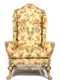 A Spanish Baroque Style Giltwood Wing Chair Height 56 inches. — 20TH CENTURY