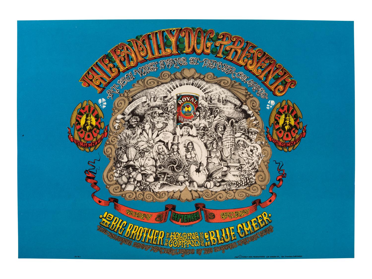 [MUSIC] -- [POSTERS]. GRIFFIN, Rick, artist. The Family Dog Presents Big Brother and the Holding Company/Janis Joplin in Denver, Colorado. San Francisco, CA: Family Dog Productions, 1967.