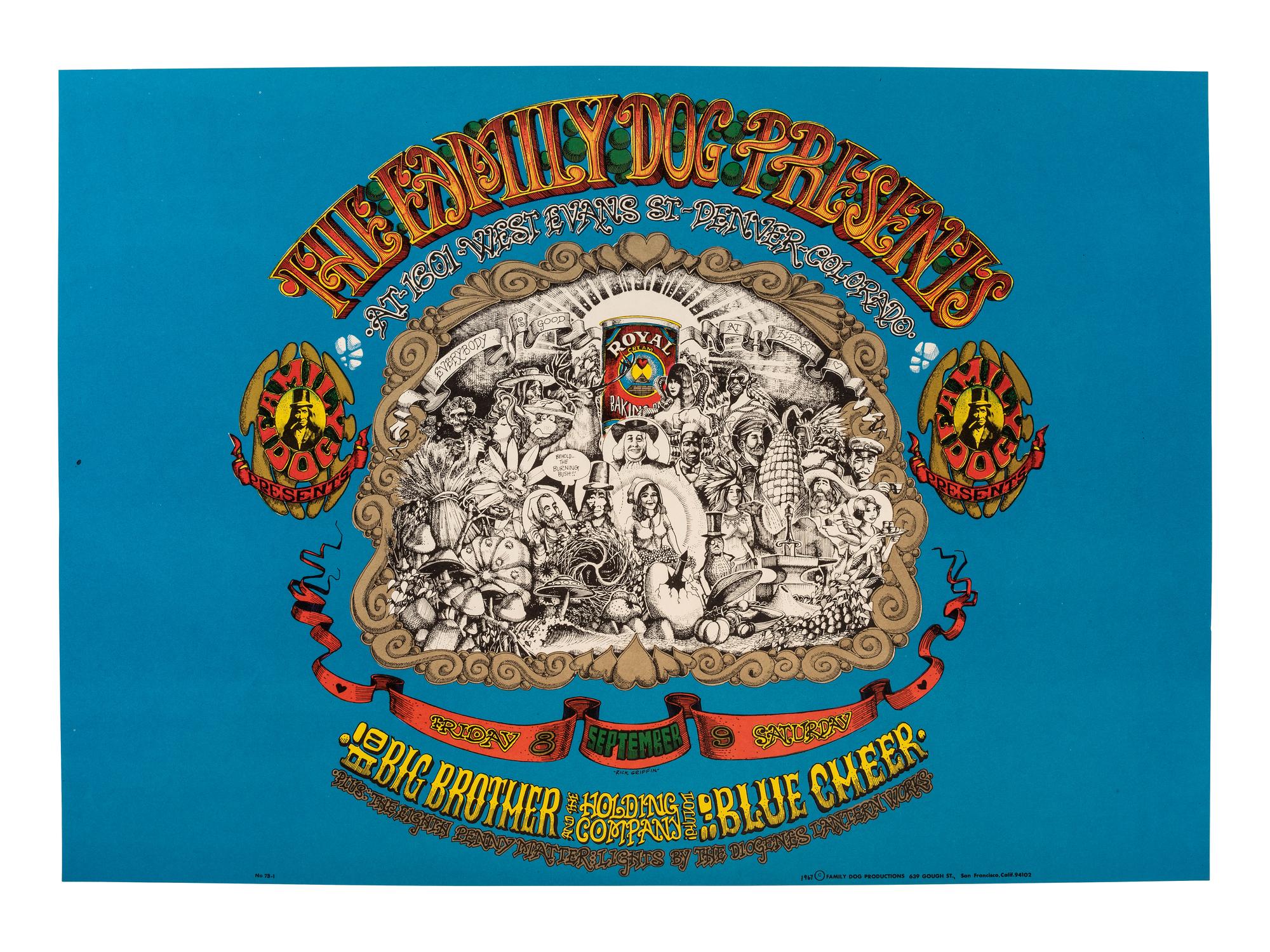 [MUSIC] -- [POSTERS]. GRIFFIN, Rick, artist. The Family Dog Presents Big Brother and the Holding Company/Janis Joplin in Denver, Colorado. San Francisco, CA: Family Dog Productions, 1967.
