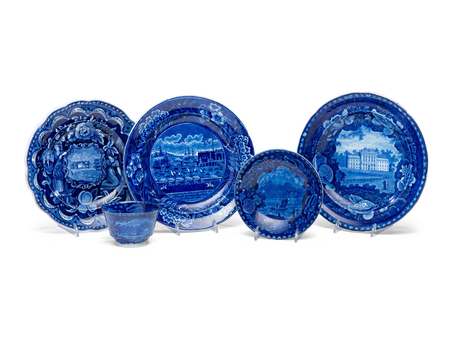 Five Historic Blue Staffordshire Articles