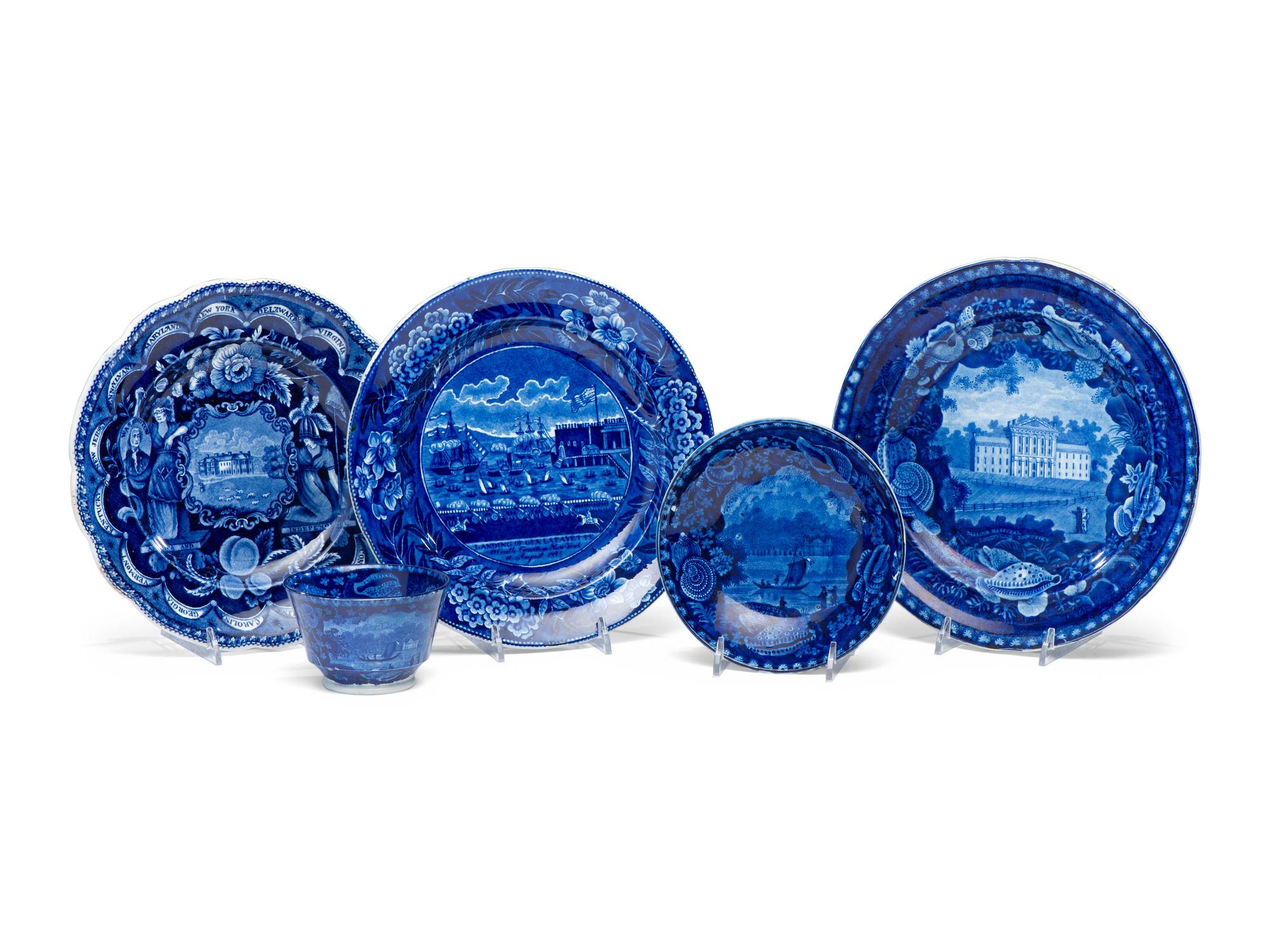 Five Historic Blue Staffordshire Articles